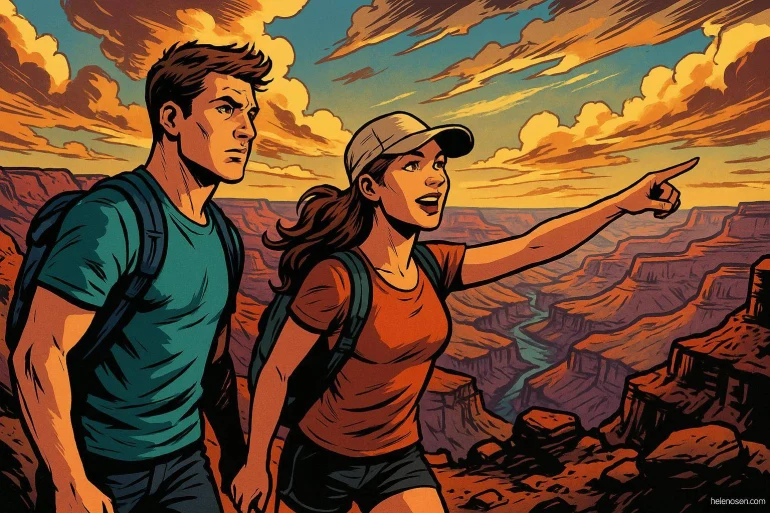 Couple de randonneurs au Grand Canyon