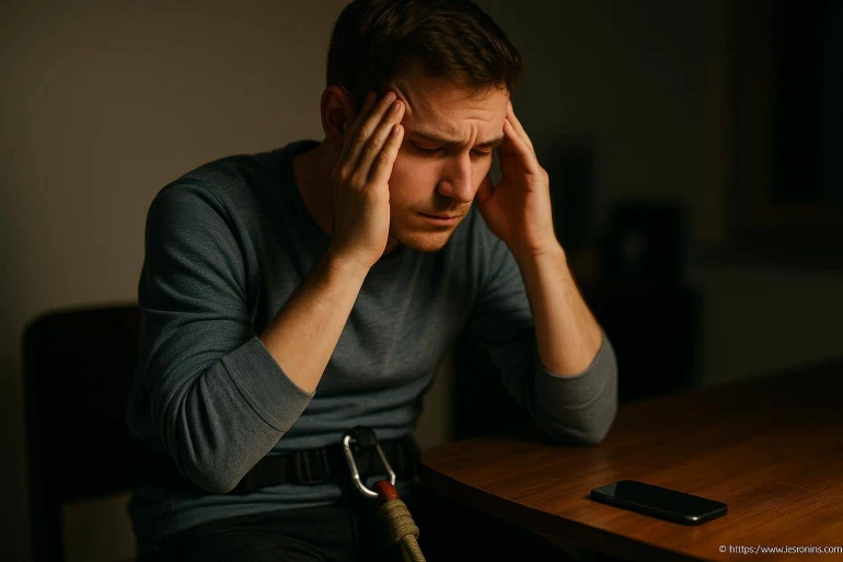 Homme stressé tenant sa tête
