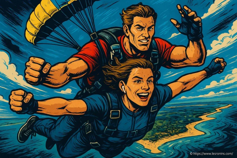 Illustration saut en parachute tandem