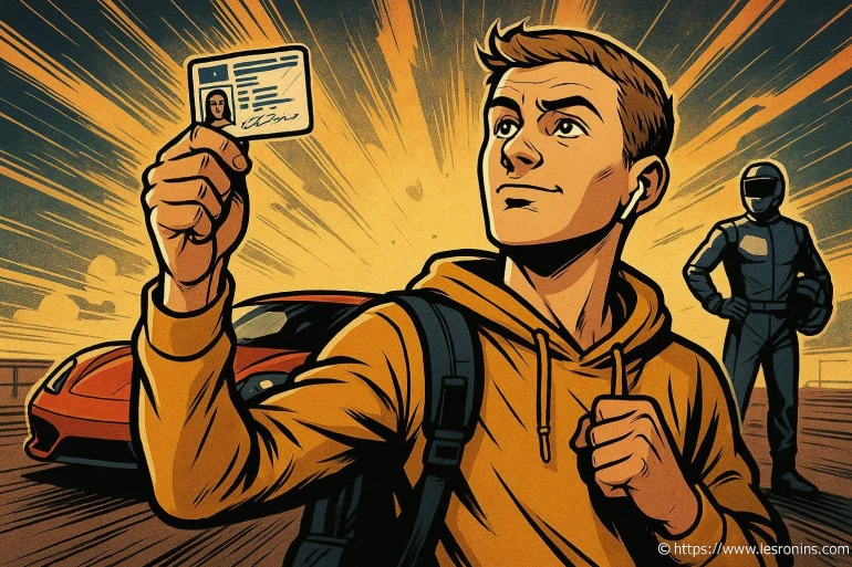 Jeune homme fier montrant son permis de conduire