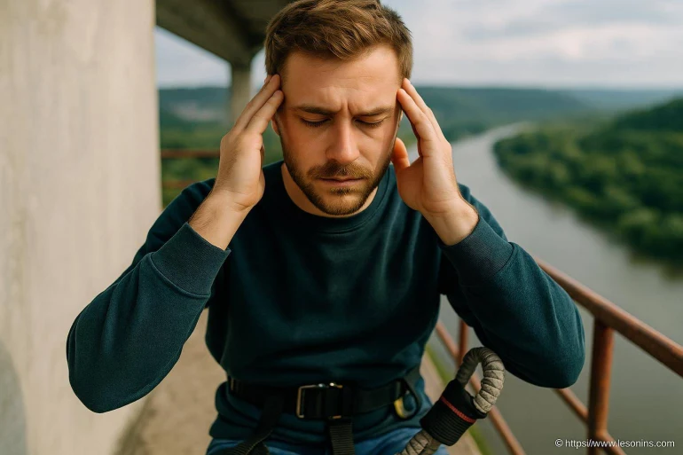 Homme stressé avec les mains sur la tête