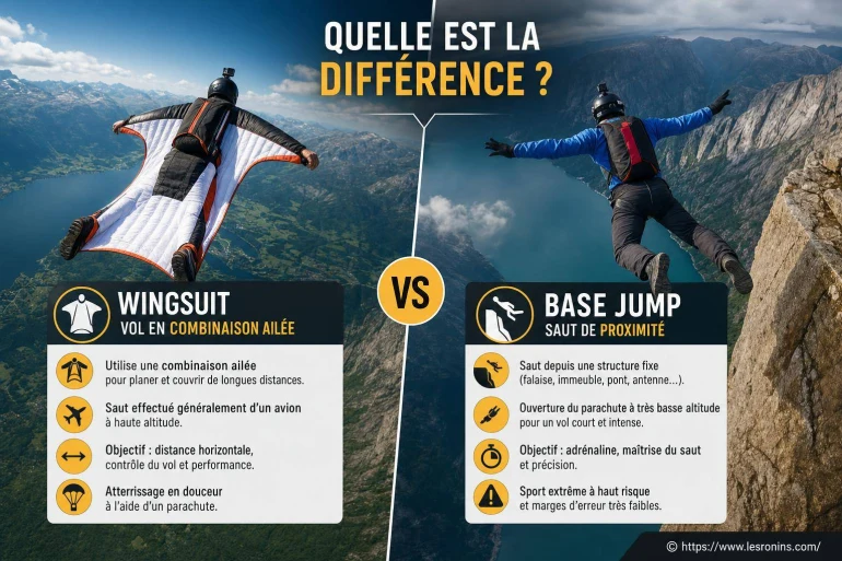 Quelle est la différence entre la wingsuit et le base jump ?