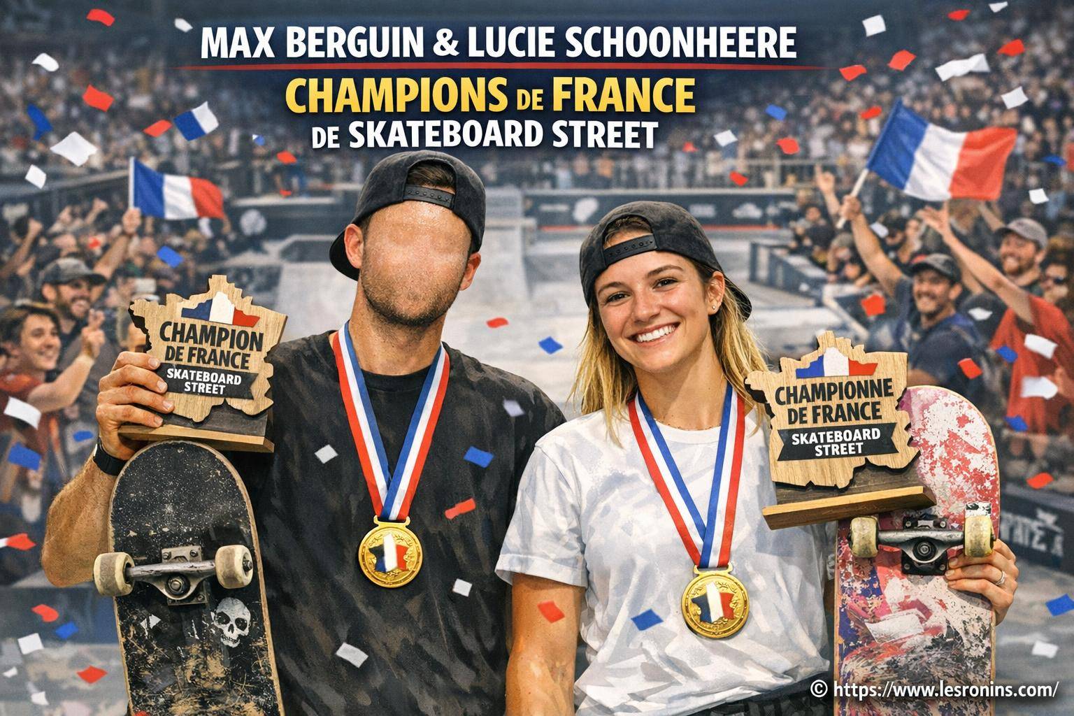 Max berguin et lucie schoonheere champions de france de skateboard street à perpignan